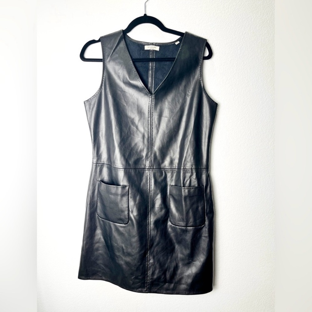 Max Studio Faux Leather Pinafore Dress
